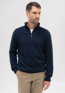 Possum and Merino  100216 Contrast Half Zip Sweater - It's what's inside that counts. The contrast colour inside the of the collar is a smart but subtle design detail to set this half zip apart from the rest. Made from our premium blend of merino, brushtail possum and mulberry silk, it'll keep you warm, comfortable and looking stylish. 