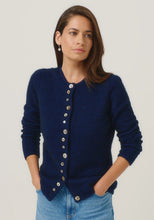 Load image into Gallery viewer, Possum and Merino
1736 Shell Cardi - Our signature Shell Cardi is a Merinomink staple, loved for its simple lines and statement buttons. A fitted silhouette offers a smart and refined look that can dress and up and down with ease. Slim fit. 
Made in New Zealand from an exclusive Merinomink blend of 50% ZQ Merino, 40% Brushtail possum and 10% Mulberry silk.