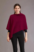 Load image into Gallery viewer, 5007 Garter Detail Poncho - Elegance made easy with this garter detail.  Featuring diagonal garter detail and an asymmetric neck line, this piece is versatile and stylish.  35% Possum Fur, 55% Merino Wool, 10% Pure Mulberry Silk New Zealand designed and made Natural and sustainable One Size fits most