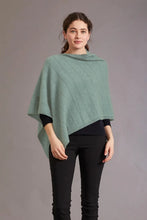 Load image into Gallery viewer, 5007 Garter Detail Poncho - Elegance made easy with this garter detail.  Featuring diagonal garter detail and an asymmetric neck line, this piece is versatile and stylish.  35% Possum Fur, 55% Merino Wool, 10% Pure Mulberry Silk New Zealand designed and made Natural and sustainable One Size fits most