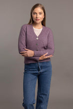 Load image into Gallery viewer, Possum and Merino  5034 Rib Cardi is knitted using our carefully sourced Natural Fibre blend of Possum Fur, Merino Wool and Mulberry Silk and finished with feature Shell Buttons, our Possum Merino Rib Cardi is a gorgeous take on a classic cardigan.  Rib detailing on the sleeve and hem partnered with a Deep V Neckline help to create a timeless, tailored look.