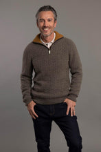 Load image into Gallery viewer, 6117 Cable Jersey with Contrast Trim - Zip up against the cold with this Possum Merino jersey that delivers equal measures of performance and style. Natural fibres of merino wool, possum fur and mulberry silk combine to keep the cold out at those cooler times of the year. For that touch of detail and intricacy, the jersey features a trim of high quality lambskin leather around the zip.