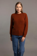Load image into Gallery viewer, Possum and Merino  6129 Crew Neck Jersey with Lace Detail - The classic crew neck jersey gets a touch of feminine elegance with the delicate lace knit detail on the front. The blend of natural Merino, Possum fur and Silk fibres will ensure the cold never gets in. Hold onto this sumptuous McDonald jersey and don’t let go until the mercury rises.