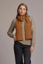 Load image into Gallery viewer, 669 Cable Scarf - Feel the luxurious warmth as you wrap this beautifully soft scarf on your neck. Style by adding a touch of colour to your neutral outfit or toning down a bright outfit with your selection from our beautiful range of colours. McDonald NZ’s Possum Merino and Mulberry Silk Cable Scarf features the intricate detail of the cable knit structure. An essential accessory for every wardrobe.