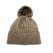 Load image into Gallery viewer, Possum and Merino.  KO2013 Fur Pom Pom Beanie - This Fur Pom Pom Beanie is made from a luxurious blend of possum fur and superfine New Zealand Merino wool.  So soft and warm you’ll never want to take it off.  Make a set with KO1018 Fur Pom Pom Scarf.  One size.  Made proudly in New Zealand from a premium blend of 40% possum fur, 50% merino lambswool & 10% mulberry silk.