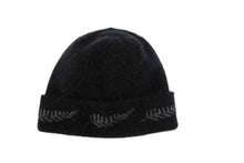 Load image into Gallery viewer, Possum & Merino  KO209 Fer Beanie - UNISEX Beanie.  Stunningly subtle Fern Beanie. Double thickness to make it luxuriously warm .  Make a set with KO149 Fern Scarf and KO69 Fern Gloves  Available in Black/Grey only.  One size.  Made proudly in New Zealand from a premium blend of 40% possum fur, 50% merino lambswool & 10% mulberry silk.