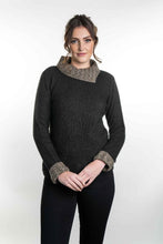 Load image into Gallery viewer, Possum and Merino  KO471 Two Tone Jumper - A stylish jumper with two ton cable collar and cuffs.  This garment has shaped side seams for a flattering fit.   Made proudly in New Zealand from a premium blend of 40% possum fur, 50% merino lambswool & 10% mulberry silk.