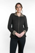Load image into Gallery viewer, Possum and Merino  KO476 Two-Tone Trim Jacket - This stylish and versatile jacket features a two tone trim on the collar and cuffs.  Side seam shaping and coverseam detailing creates a streamlined look.   Made proudly in New Zealand from a premium blend of 40% possum fur, 50% merino lambswool & 10% mulberry silk.
