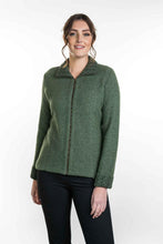 Load image into Gallery viewer, Possum and Merino  KO476 Two-Tone Trim Jacket - This stylish and versatile jacket features a two tone trim on the collar and cuffs.  Side seam shaping and coverseam detailing creates a streamlined look.   Made proudly in New Zealand from a premium blend of 40% possum fur, 50% merino lambswool & 10% mulberry silk.