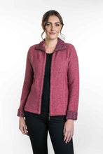 Load image into Gallery viewer, Possum and Merino  KO476 Two-Tone Trim Jacket - This stylish and versatile jacket features a two tone trim on the collar and cuffs.  Side seam shaping and coverseam detailing creates a streamlined look.   Made proudly in New Zealand from a premium blend of 40% possum fur, 50% merino lambswool & 10% mulberry silk.
