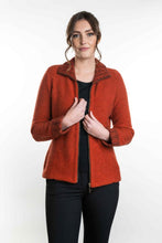 Load image into Gallery viewer, Possum and Merino  KO476 Two-Tone Trim Jacket - This stylish and versatile jacket features a two tone trim on the collar and cuffs.  Side seam shaping and coverseam detailing creates a streamlined look.   Made proudly in New Zealand from a premium blend of 40% possum fur, 50% merino lambswool & 10% mulberry silk.