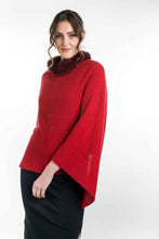 Load image into Gallery viewer, Possum and Merino   KO523 Fur Trim Poncho - A moss stitch poncho trimmed with luxurious possum fur.  This versatile garment can be worn 5 different way   Made proudly in New Zealand from a premium blend of 40% possum fur, 50% merino lambswool & 10% mulberry silk.