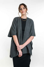 Load image into Gallery viewer, Possum and Merino  KO553 Zig Zag Textured Cape - A great throw on and go piece in a detailed zig zag pattern.  Available only in size Small or Large  Made proudly in New Zealand from a premium blend of 40% possum fur, 50% merino lambswool & 10% mulberry silk.