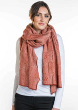 Load image into Gallery viewer, Possum and Merino  KO554 Jacquard Wrap - A two tone jacquard wrap in a multi textured design. This wrap also looks great worn as a scarf.  One size only: Approx. 56cm wide x 200cm long   Made proudly in New Zealand from a premium blend of 40% possum fur, 50% merino lambswool & 10% mulberry silk.