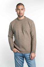 Load image into Gallery viewer, Possum and Merino  KO868 Crew Neck Aran Jumper - A crew neck style jumper featuring a stunning textured aran pattern on the front and sleeves.  Made proudly in New Zealand from a premium blend of 40% possum fur, 50% merino lambswool & 10% mulberry silk.