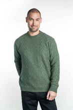 Load image into Gallery viewer, Possum and Merino  KO868 Crew Neck Aran Jumper - A crew neck style jumper featuring a stunning textured aran pattern on the front and sleeves.  Made proudly in New Zealand from a premium blend of 40% possum fur, 50% merino lambswool & 10% mulberry silk.