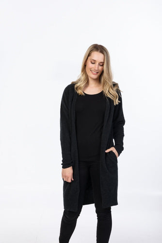 Possum and Merino  NB834 Longline Cardigan - No wardrobe is complete without this versatile Longline relaxed fit cardigan.  The cardigan features front pockets and a wide rib knit on the cuffs and hem that drapes to just above your knees.  The cardigan makes a fantastic layer piece you can rely on all year round.  Fitting Style – Regular fit - A classic, standard fit.   Yarn: Luxury Blend - 20% Possum fibre, 70% Superfine Merino wool (17.5 Micron), 10% Silk 