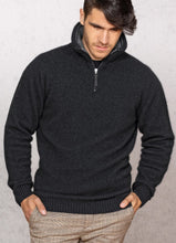 Load image into Gallery viewer, Possum and Merino  NW1095 Mt Tasman II - Core zip neck style with a twist.  Contrast inside collar with pinstripe finish.  Composition - 40% Possum Fur, 53% Merino, 7% Silk