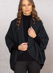 Possum and Merino  NW3082 Longline Wrap - A plain classic longline wrap.  The Longline Wraps have the extra advantage of being able to be worn two ways, vee neck to the back or upside down with the open vee to the bottom. 
