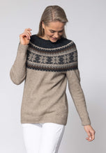 Load image into Gallery viewer, Possum and Merino  NW3177 Norwdarn Sweater - Inspired by the Nordic look gracing the catwalks of Europe for this winter, Wholegarment knitting at it's best with multi layered parachute structure and Snow Flake design.  Composition - 40% Possum Fur, 53% Merino, 7% Nylon