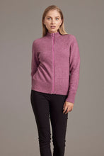 Load image into Gallery viewer, Possum and Merino  5018 - Yolk Neck Cable Jacket - So versatile and easy to wear you will love this new zip-up Jacket with its delicate and feminine Yolk Neck Detail  Mini Cable Detail Mid Weight for warmth and comfort 35% Possum Fur, 55% Merino Wool, 10% Pure Mulberry Silk New Zealand Designed and Manufactured Natural and Sustainable