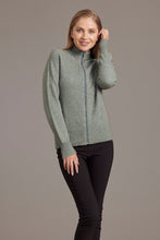 Load image into Gallery viewer, Possum and Merino  5018 - Yolk Neck Cable Jacket - So versatile and easy to wear you will love this new zip-up Jacket with its delicate and feminine Yolk Neck Detail  Mini Cable Detail Mid Weight for warmth and comfort 35% Possum Fur, 55% Merino Wool, 10% Pure Mulberry Silk New Zealand Designed and Manufactured Natural and Sustainable