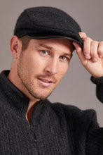 Load image into Gallery viewer, 608 Cheesecutter With Lambskin Peak -This is the classic Possum Merino mens cheesecutter to keep one's head warm while delivering timeless sophistication. The genuine lambskin leather peak compliments the design which McDonald NZ has specially crafted for you. Make it a great gift or keep one for yourself.