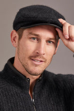 Load image into Gallery viewer, 608 Cheesecutter With Lambskin Peak -This is the classic Possum Merino mens cheesecutter to keep one's head warm while delivering timeless sophistication. The genuine lambskin leather peak compliments the design which McDonald NZ has specially crafted for you. Make it a great gift or keep one for yourself.