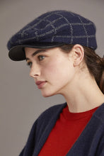 Load image into Gallery viewer, 6081 Check Pattern Cheesecutter (with Lambskin Peak) - This is the classic Possum Merino men's cheesecutter to keep one's head warm while delivering timeless sophistication. The genuine lambskin leather peak compliments the design which has been specially crafted for you. Make it a great gift or keep one for yourself.