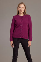 Load image into Gallery viewer, Possum and Merino  6110 Cardigan with Crystal Buttons - Sparkle in this timeless lightweight cardigan from McDonald New Zealand, featuring beautiful crystal buttons, made from the most luxurious of natural fibres for warmth and softness, this New Zealand-made cardigan is a must on your wardrobe investment.   Classic button-up cardigan Authentic SWAROVSKI® ELEMENTS, crystal buttons Light-weight warmth