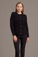 Load image into Gallery viewer, Possum and Merino  6110 Cardigan with Crystal Buttons - Sparkle in this timeless lightweight cardigan from McDonald New Zealand, featuring beautiful crystal buttons, made from the most luxurious of natural fibres for warmth and softness, this New Zealand-made cardigan is a must on your wardrobe investment.   Classic button-up cardigan Authentic SWAROVSKI® ELEMENTS, crystal buttons Light-weight warmth