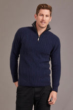 Load image into Gallery viewer, 6117 Cable Jersey with Contrast Trim - Zip up against the cold with this Possum Merino jersey that delivers equal measures of performance and style. Natural fibres of merino wool, possum fur and mulberry silk combine to keep the cold out at those cooler times of the year. For that touch of detail and intricacy, the jersey features a trim of high quality lambskin leather around the zip.