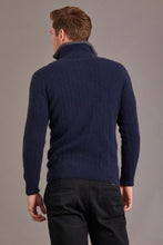 Load image into Gallery viewer, 6117 Cable Jersey with Contrast Trim - Zip up against the cold with this Possum Merino jersey that delivers equal measures of performance and style. Natural fibres of merino wool, possum fur and mulberry silk combine to keep the cold out at those cooler times of the year. For that touch of detail and intricacy, the jersey features a trim of high quality lambskin leather around the zip.