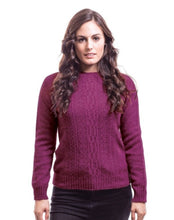 Load image into Gallery viewer, Possum and Merino  6129 Crew Neck Jersey with Lace Detail - The classic crew neck jersey gets a touch of feminine elegance with the delicate lace knit detail on the front. The blend of natural Merino, Possum fur and Silk fibres will ensure the cold never gets in. Hold onto this sumptuous McDonald jersey and don’t let go until the mercury rises.
