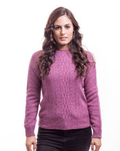 Load image into Gallery viewer, Possum and Merino  6129 Crew Neck Jersey with Lace Detail - The classic crew neck jersey gets a touch of feminine elegance with the delicate lace knit detail on the front. The blend of natural Merino, Possum fur and Silk fibres will ensure the cold never gets in. Hold onto this sumptuous McDonald jersey and don’t let go until the mercury rises.