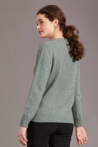 Possum and Merino  6129 Crew Neck Jersey with Lace Detail - The classic crew neck jersey gets a touch of feminine elegance with the delicate lace knit detail on the front. The blend of natural Merino, Possum fur and Silk fibres will ensure the cold never gets in. Hold onto this sumptuous McDonald jersey and don’t let go until the mercury rises. 