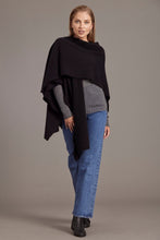 Load image into Gallery viewer, 616 Split Front Cape - This cape blurs the line between art-piece and clothing.  It impresses with its form and function, artfully draping on the body while keeping you exceptionally warm.  The merino and possum fibres combine with delicate mulberry silk to create something superb - warmth, sophistication and beauty.  Size: approximately 80 cm x 102 cm.