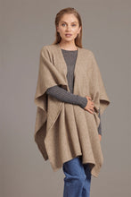 Load image into Gallery viewer, 616 Split Front Cape - This cape blurs the line between art-piece and clothing.  It impresses with its form and function, artfully draping on the body while keeping you exceptionally warm.  The merino and possum fibres combine with delicate mulberry silk to create something superb - warmth, sophistication and beauty.  Size: approximately 80 cm x 102 cm.