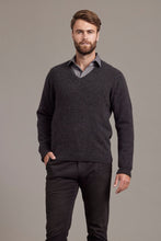 Load image into Gallery viewer, Possum and Merino  6601 Rack Stitch V-Neck Jersey - Whether you’re out for the night or in the wild, this timeless V-neck jersey will get you through the elements in style. Nature’s finest natural fibres are brought together with quality workmanship for comfort and warmth. A V-neckline combines with feature rack-stitch waistband and cuffs to keep things effortlessly casual.