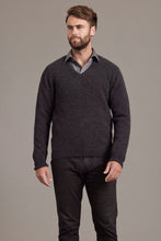 Load image into Gallery viewer, Possum and Merino  6601 Rack Stitch V-Neck Jersey - Whether you’re out for the night or in the wild, this timeless V-neck jersey will get you through the elements in style. Nature’s finest natural fibres are brought together with quality workmanship for comfort and warmth. A V-neckline combines with feature rack-stitch waistband and cuffs to keep things effortlessly casual.