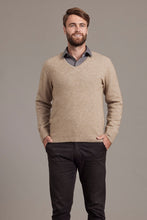 Load image into Gallery viewer, Possum and Merino  6601 Rack Stitch V-Neck Jersey - Whether you’re out for the night or in the wild, this timeless V-neck jersey will get you through the elements in style. Nature’s finest natural fibres are brought together with quality workmanship for comfort and warmth. A V-neckline combines with feature rack-stitch waistband and cuffs to keep things effortlessly casual.