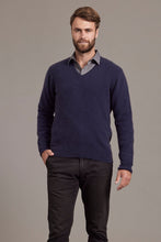 Load image into Gallery viewer, Possum and Merino  6601 Rack Stitch V-Neck Jersey - Whether you’re out for the night or in the wild, this timeless V-neck jersey will get you through the elements in style. Nature’s finest natural fibres are brought together with quality workmanship for comfort and warmth. A V-neckline combines with feature rack-stitch waistband and cuffs to keep things effortlessly casual.