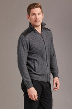 Load image into Gallery viewer, 6604 Zip Jacket with Lambskin Leather Trim - For those who enjoy adventure, this zip-up jacket will help you get going wherever you are. Features genuine lambskin trim on the shoulders and pockets. Tackle any quest wrapped in the high-performing natural fibres of Possum Merino and Mulberry silk. Conquer your goals, look great doing it.