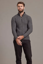 Load image into Gallery viewer, 6610 Rib Zip Jacket with Leather Trim - For those who enjoy adventure with style, this zip-up jacket will tick all the boxes. Features genuine lambskin trim on the collar and pockets. High-performing natural fibres of Possum Merino and Mulberry silk will ensure you conquer your goals while look great.