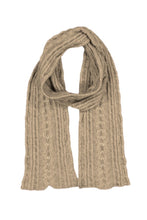 Load image into Gallery viewer, 669 Cable Scarf - Feel the luxurious warmth as you wrap this beautifully soft scarf on your neck. Style by adding a touch of colour to your neutral outfit or toning down a bright outfit with your selection from our beautiful range of colours. McDonald NZ’s Possum Merino and Mulberry Silk Cable Scarf features the intricate detail of the cable knit structure. An essential accessory for every wardrobe.