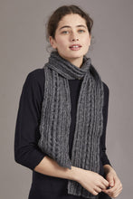 Load image into Gallery viewer, 669 Cable Scarf - Feel the luxurious warmth as you wrap this beautifully soft scarf on your neck. Style by adding a touch of colour to your neutral outfit or toning down a bright outfit with your selection from our beautiful range of colours. McDonald NZ’s Possum Merino and Mulberry Silk Cable Scarf features the intricate detail of the cable knit structure. An essential accessory for every wardrobe.