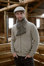 Load image into Gallery viewer, 673 Check Scarf with Lambskin Trim - Checkered pattern never gets old and so is this Possum Merino check scarf with genuine lambskin leather trim. Accessorize yourself with this contemporary scarf and a matching 6081 Cheesecutter or choose it as the perfect luxury giveaway for someone special.