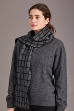 Load image into Gallery viewer, 673 Check Scarf with Lambskin Trim - Checkered pattern never gets old and so is this Possum Merino check scarf with genuine lambskin leather trim. Accessorize yourself with this contemporary scarf and a matching 6081 Cheesecutter or choose it as the perfect luxury giveaway for someone special.