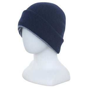 Twilight  Possum and Merino  NX397 Double Layer (Reversible) Beanie - ﻿Double Layer Beanie which can be worn 2 ways.  It is reversible - one side is striped and the other is plain 
