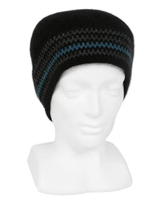 9910 Urban Striped Beanie - Single thickness skull cap style beanie in black with three charcoal stripes and one stripe in accent colourway.